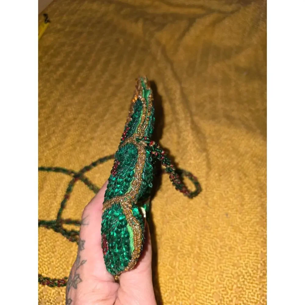 Vintage Quacker Factory Sequined Christmas Tree Crossbody Bag